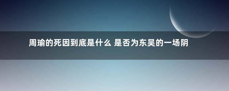 周瑜的死因到底是什么 是否为东吴的一场阴谋